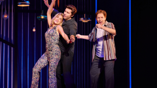 13_Hannah Jewel Kohn as _Marcia Murphey,_ Nick Fradiani as _Neil - Then_ and Tuck Milligan as _Fred Weintraub_ in A Beautiful Noise_ The Neil Diamond Musical - Photo credit Jeremy Daniel