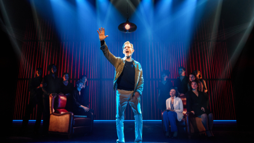 2.7_NoiseTour_11454 Robert Westenberg as _Neil - Now_ and Lisa Reneé Pitts as _Doctor_ and the Cast of A Beautiful Noise_ The Neil Diamond Musical - Photo credit Jeremy Daniel